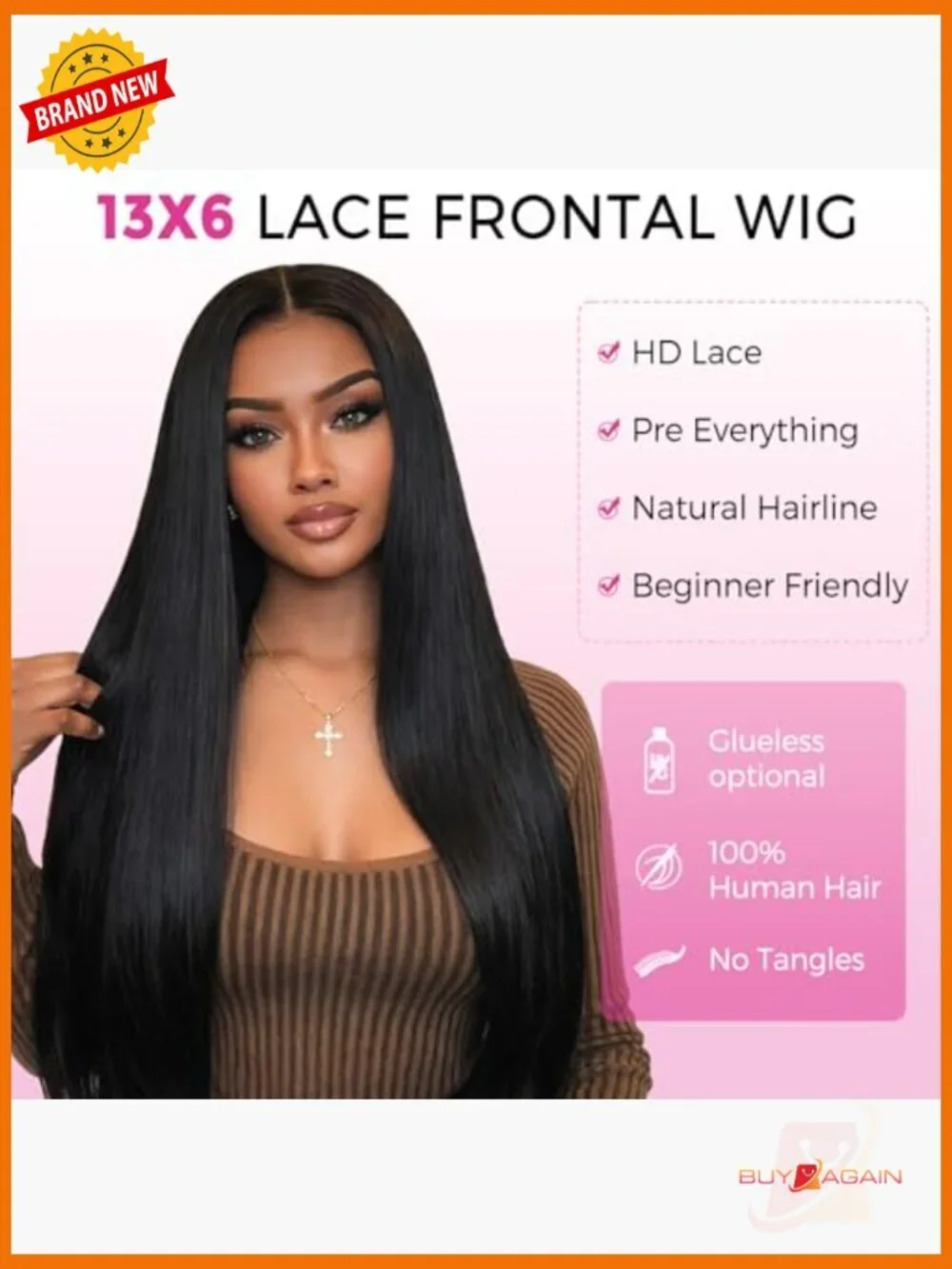 13x6 HD Lace Front Wig Human Hair 180 Density Pre Plucked Glueless Straight